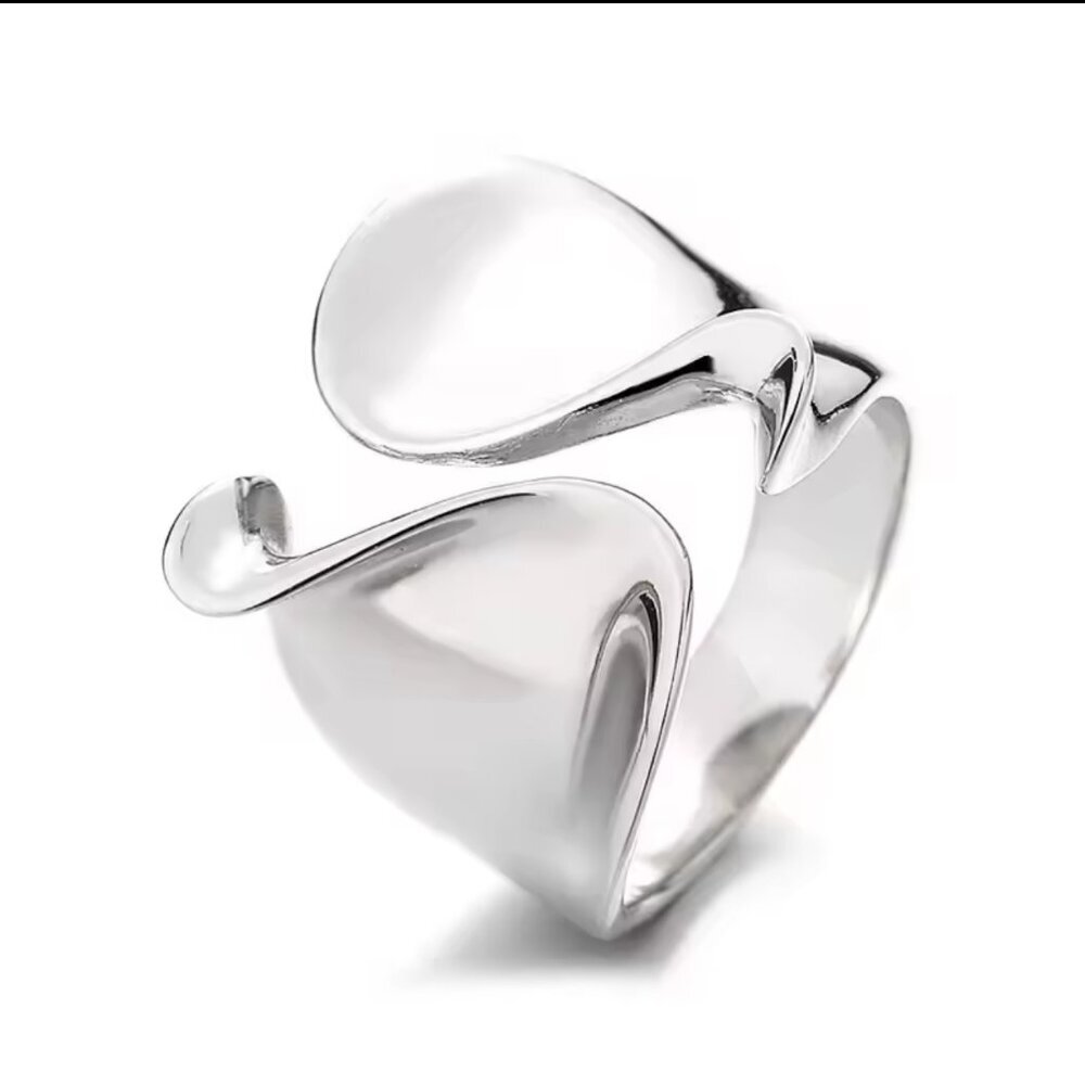 925 Sterling Open Front Twist and Swirl Adjustable Ring #1542